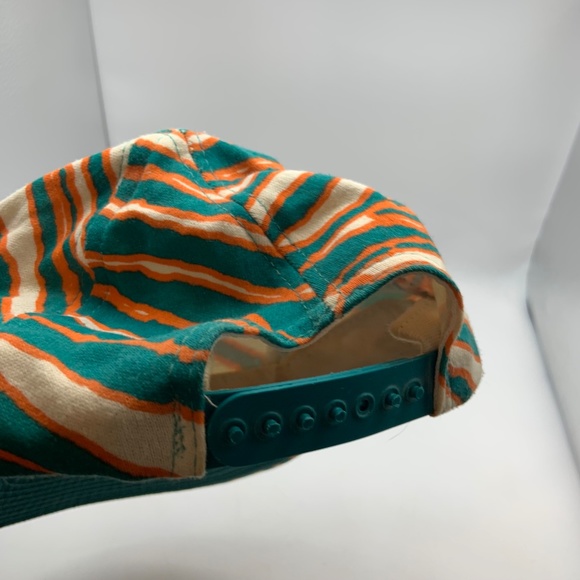 VTG 90s Zubaz Miami Dolphins Retro Logo Zebra Pattern Snapback Hat Autographed - Picture 12 of 16